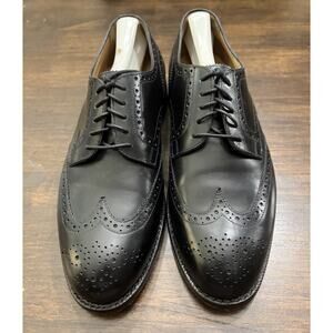 NETTLETON $495 Solid Black Leather Mens Wingtip Oxford Dress Shoes 8 D Perfect
